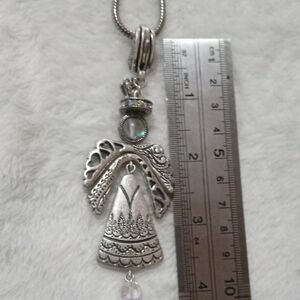 Elegant Silver Christmas Angel Pendant Necklace